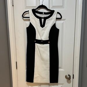 Ann Taylor Factory Black and Cream Midi Dress